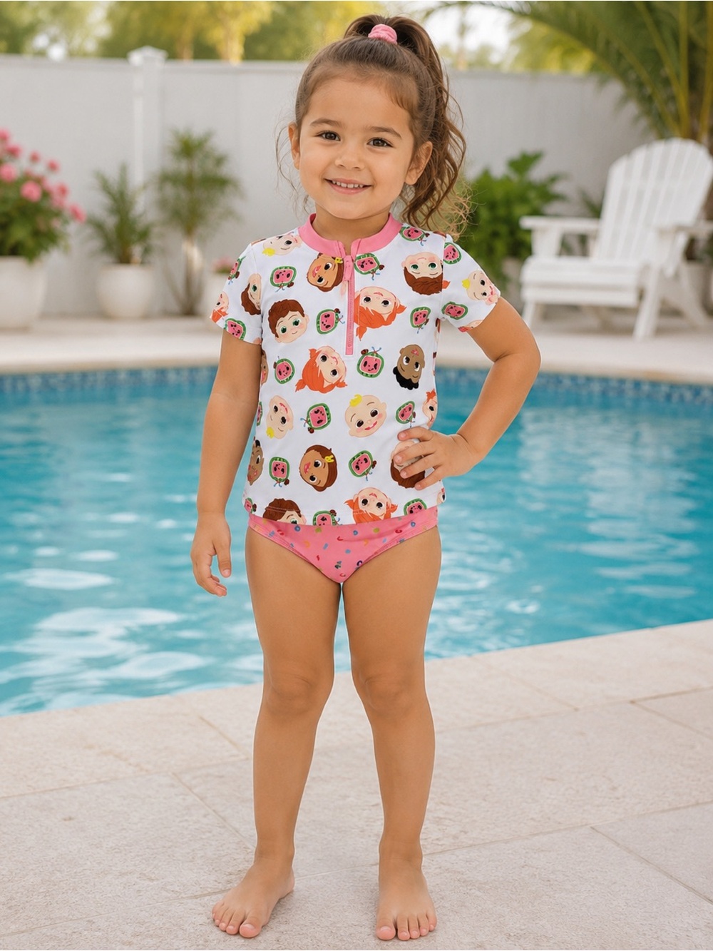 Cocomelon Short Sleeve Rashguard & Swim Bottom Set